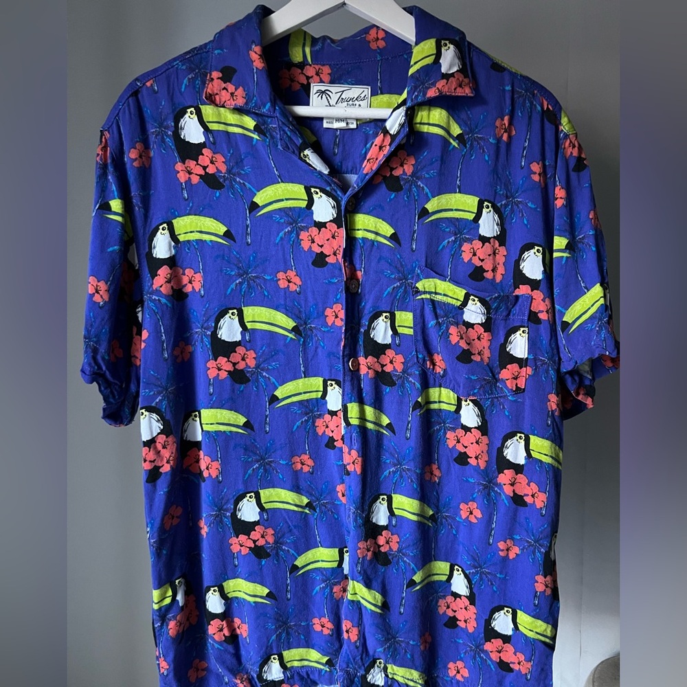 Toucan & Hibiscus Print Hawaiian Shirt